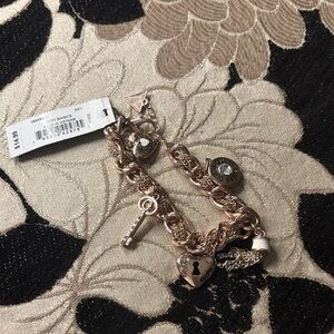 Guess Gold Charm Bracelet with Heart and Key